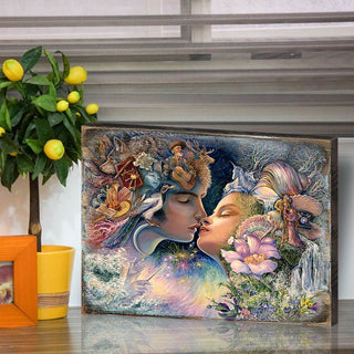 Prelude to a Kiss Fantasy Wooden Wall Art by Josephine Wall - Fantasy Decor - 852150-JW
