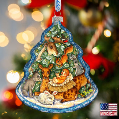 Forest Nativity Glass Ornament by G. DeBrekht - Wildlife Holiday Decor - 762-045