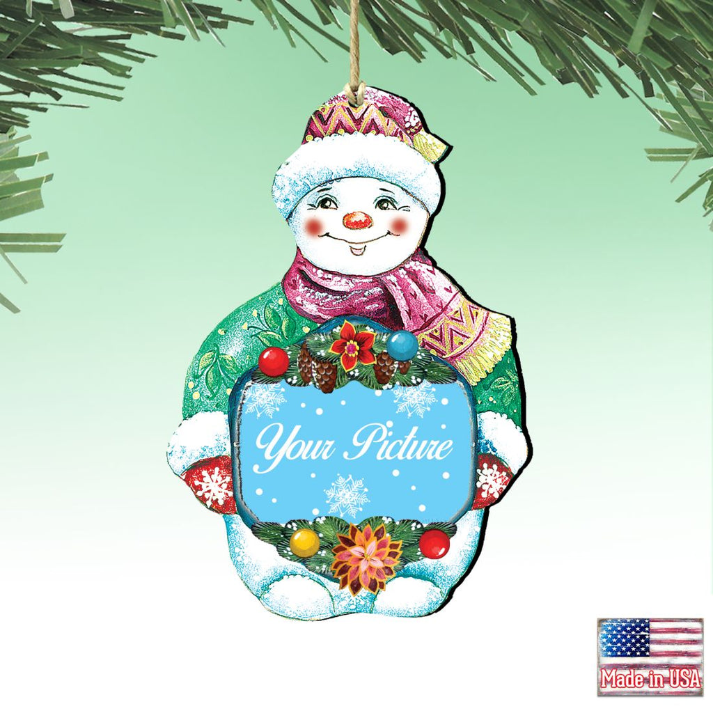 Snowman Christmas Picture Frame Ornaments - Ornament for Photo - Christmas Santa Snowman Decor - 8116010PF