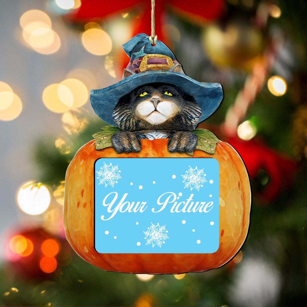 Black Cat Halloween Pumpkin Picture - Ornament for Photo - Thanksgiving Halloween Decor - 8158416PF