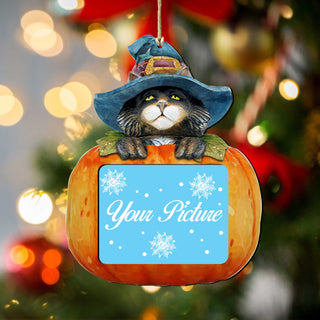 Black Cat Halloween Pumpkin Picture - Ornament for Photo - Thanksgiving Halloween Decor - 8158416PF
