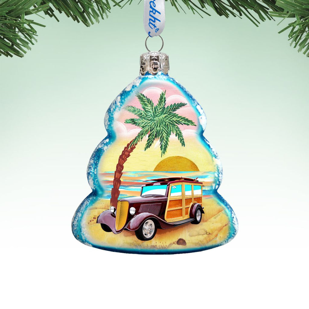 Car Woody Mercury Glass Ornament by G. DeBrekht - Coastal Holiday Decor - 776278