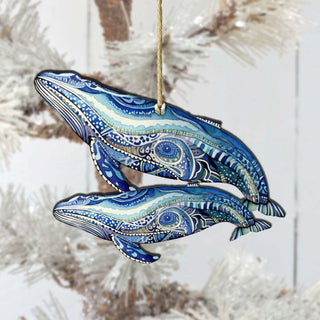 Alaskan Magic Humpback Wooden Ornaments by G.Debrekht - Wildlife Holiday Decor - 8710107-2
