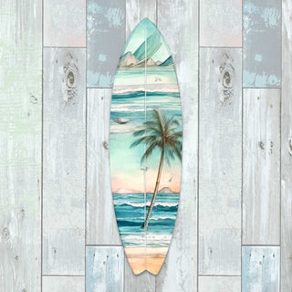 Tropical Palm Surfboard Coastal Wall Art by G. DeBrekht - Coastal Holiday Decor - 8490112HS