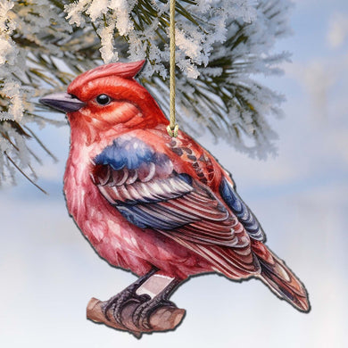 Red Forest Bird Wooden Ornaments by G.Debrekht - Wildlife Holiday Decor - 8710005-1
