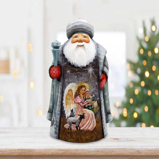 Blessing Kingdom Angel Santa Hand-Painted WOODCARVED Figurine by G. DeBrekht - Nativity Holiday Decor - 821623