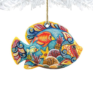 Tropical Fish Christmas Wooden Ornaments by G. DeBrekht - Coastal Holiday Decor - 8126121