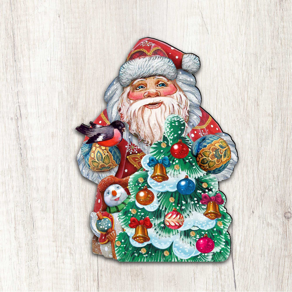 Santa Tree Decorating Christmas Door Decor by G. DeBrekht - Christmas Santa Snowman Decor - 8119181H