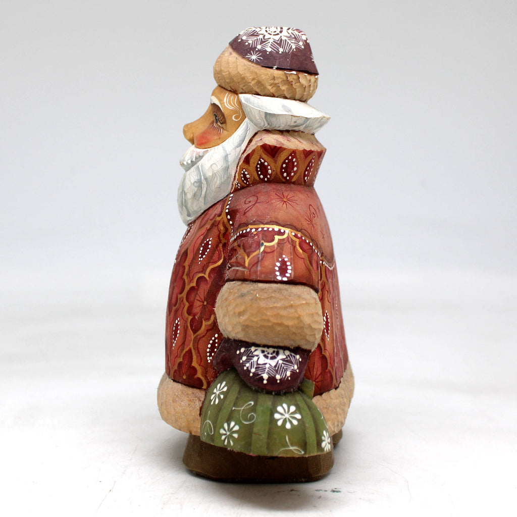 One-of-a-Kind - Santa with Lollipop WOODCARVED Figurine 5.5x4x2.5 by G.DeBrekht - Unique Handcarved and Hand-Painted Collectible