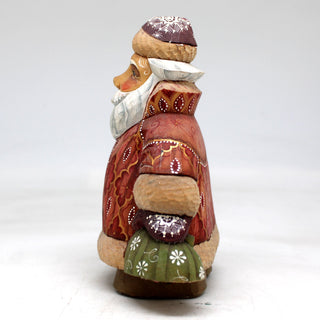 One-of-a-Kind - Santa with Lollipop WOODCARVED Figurine 5.5x4x2.5 by G.DeBrekht - Unique Handcarved and Hand-Painted Collectible