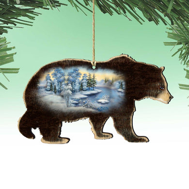 Black Bear Wooden Ornaments by G. DeBrekht - Wildlife Holiday Decor - 8198215-5