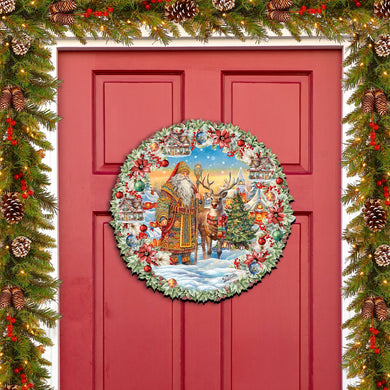Santa's Magical Cottage Holiday Door Decor by G. Debrekht - Christmas Santa Snowman Decor - 8611066H