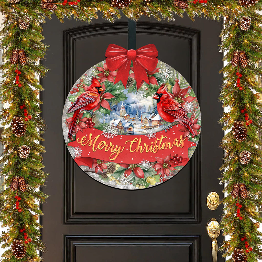 Merry Christmas Front Door Welcome Sign, Wooden Front Porch Decor by G. Debrekht Christmas Decor - 933121H