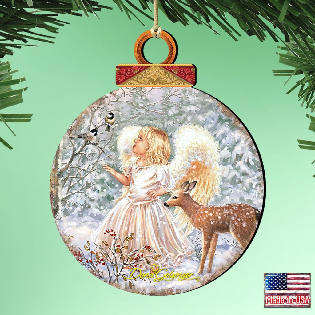 Woodland Angel Deer Wooden Ornaments by Gelsinger - Nativity Holiday Decor - 8021122-1703