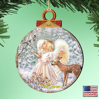 Woodland Angel Deer Wooden Ornaments by Gelsinger - Nativity Holiday Decor - 8021122-1703
