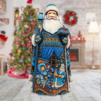 Christmas Eve Late Night Stories One-of-a-Kind Santa Hand-Painted WOODCARVED Masterpiece by G. DeBrekht - Christmas Decor - 215636