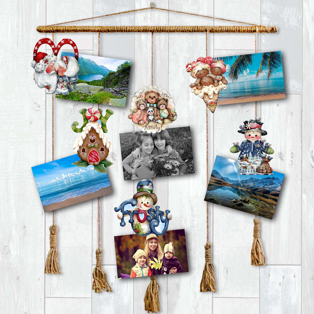 Merry Christmas Clip-On Eco Wood Decorative Ornaments Set of 6 by Jamie Mills-Price - Christmas Decor - 8090136C-S6