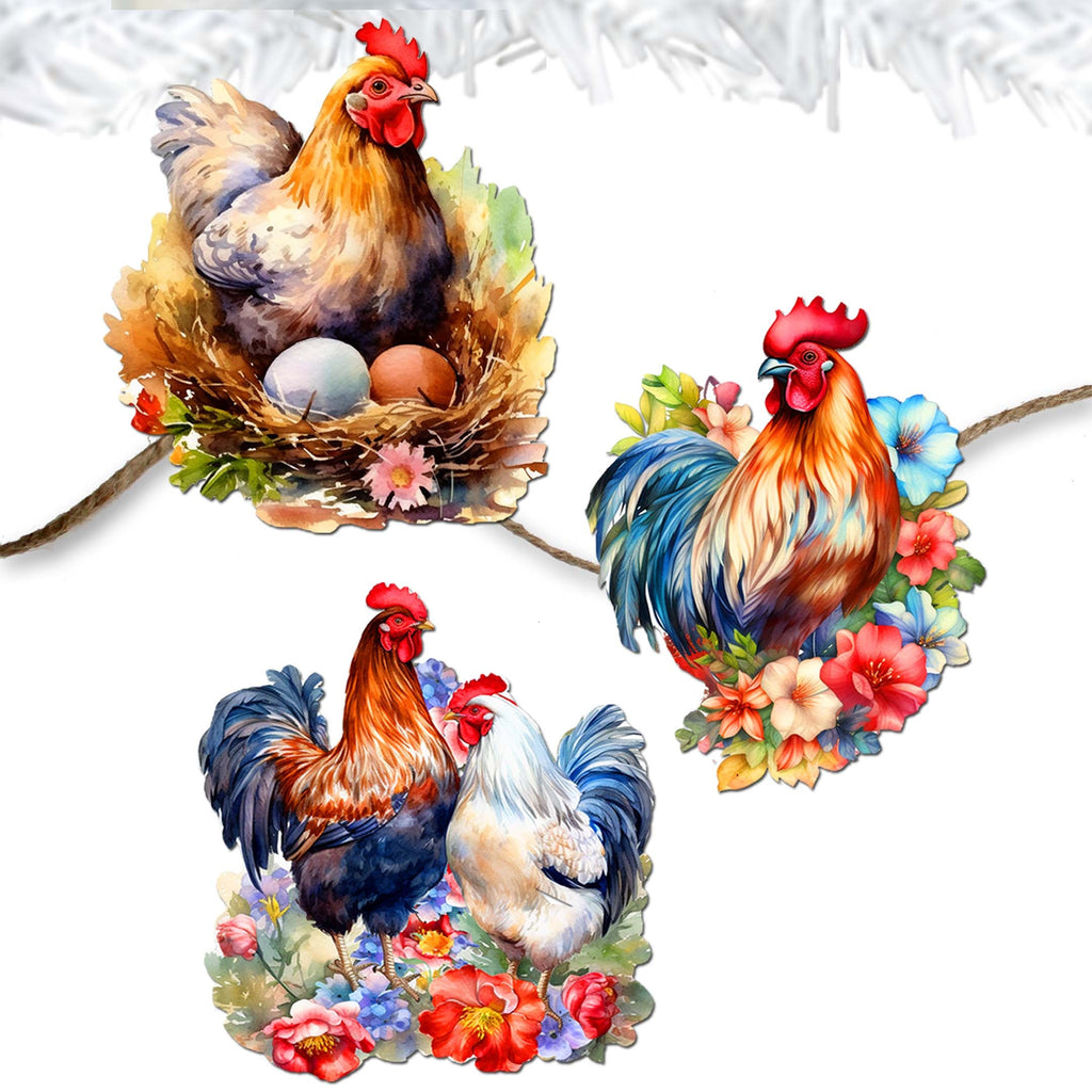Spring on the Farm Clip-On Eco Wood Decorative Ornaments Set of 3 by G. Debrekht - Easter Decor - 8091056C-S3