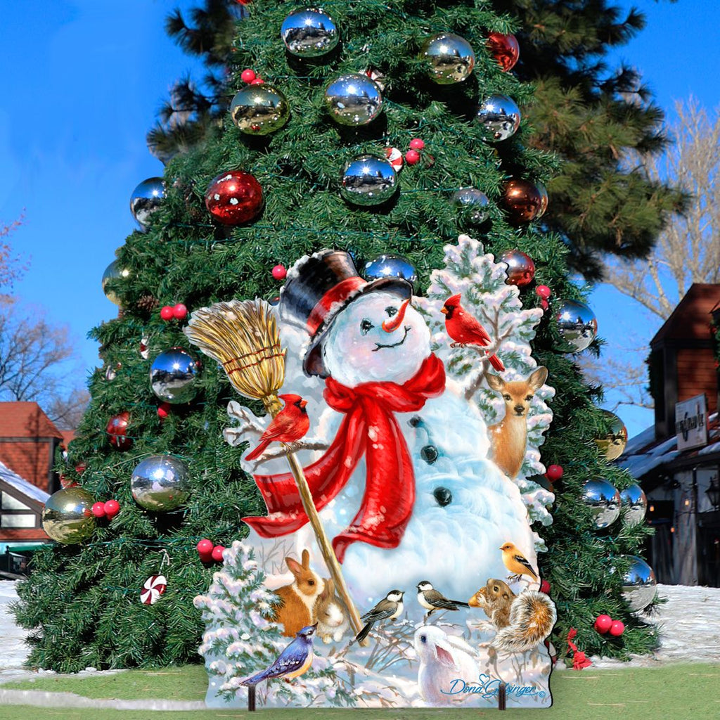 Frosty Forest Friends Snowman Christmas Outdoor Scene by D. Gelsinger - Christmas Santa Snowman Decor - 8461026F-1624