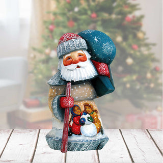 Playing Snowman Santa Hand-Painted WOODCARVED Masterpiece by G. DeBrekht - Christmas Decor - 8215093 *** PRE-ORDER - Handmade Just for You! ***