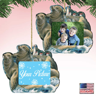 Sea Lions Lighthouse Ornament Picture Frame - Ornament for Photo Judy Bergsma by Designocracy - 8591883PF-JB