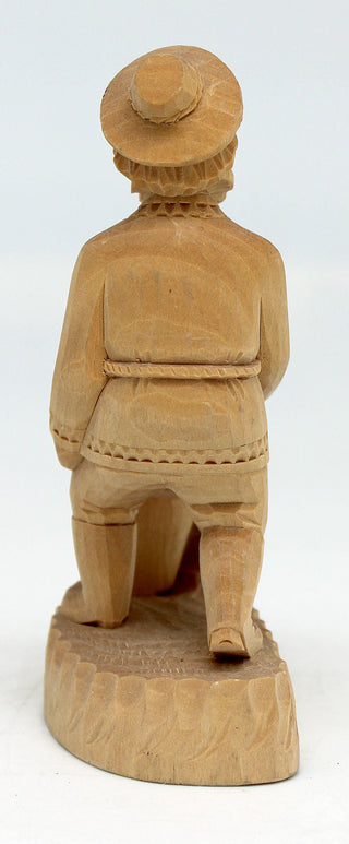 One-of-a-Kind Fisherman Wood Carved Figurine 4.5