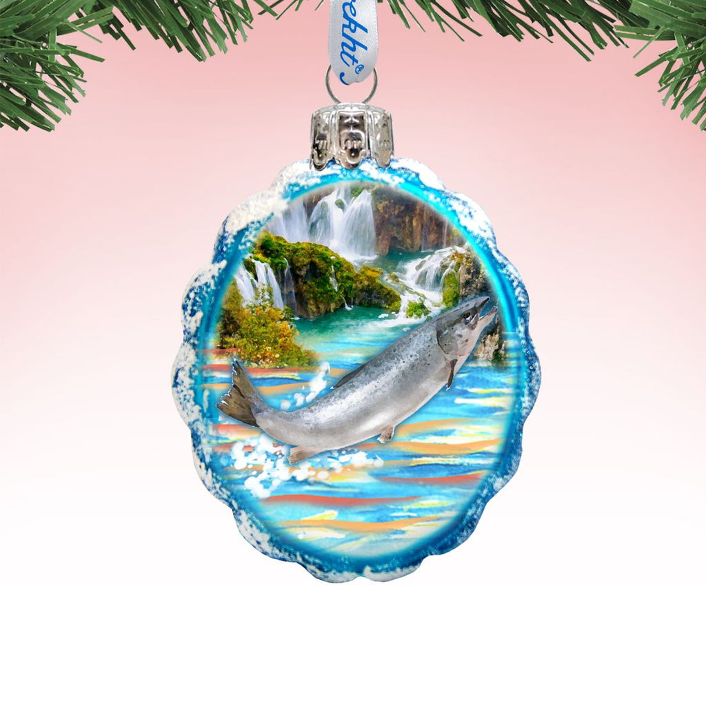 Salmon Mercury Glass Ornament by G. DeBrekht - Wildlife Holiday Decor - 771055