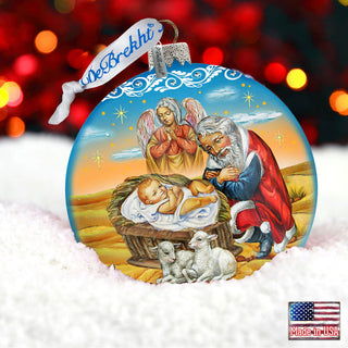 Adoration Glass Ornament Limited Edition by G. Debrekht - Nativity Holiday Decor Item 73864B