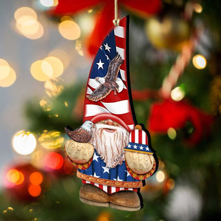 Americana Gnome Dwarf Wooden Ornaments by G. DeBrekht - American Christmas Decor - 8611015