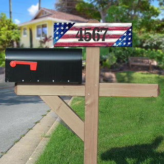 American Flag Wooden Personalized House Number Sign - American Patriotic Decor - Address Sign - MA85099-2