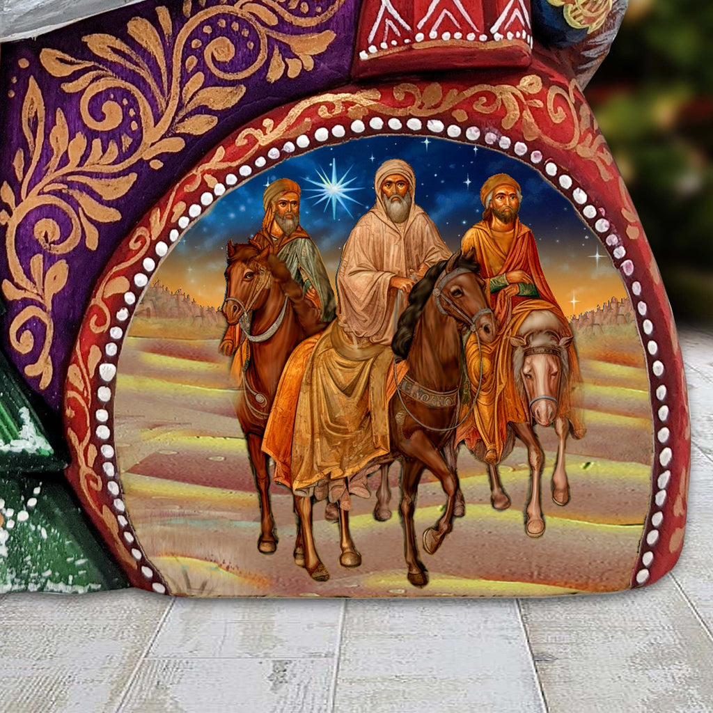 Three Kings Journey Santa Hand-Painted WOODCARVED Masterpiece Figurine by G. DeBrekht - Nativity Holiday Decor - 8206022