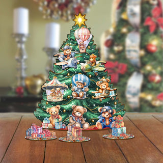 Teddy Bear Christmas Tree Eco Wood Set by G.DeBrekht Christmas Decor - 8091508