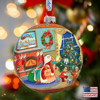 Christmas Eve Ball Glass Ornament Limited Edition by G. DeBrekht - Christmas Santa Snowman Decor - 73846