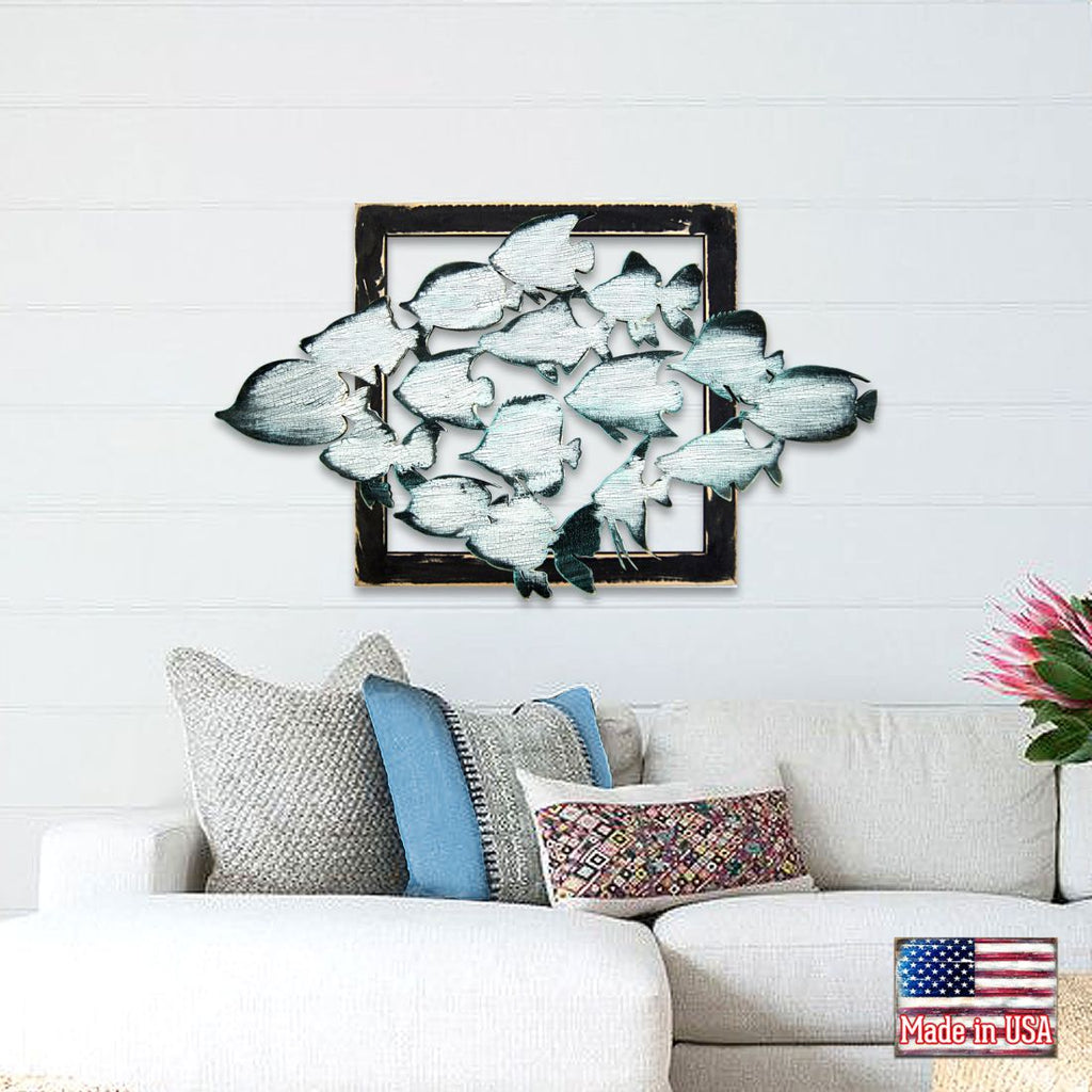 Aquatic Fish Rustic Wooden Wall Decor by G. DeBrekht - Coastal Sea-Life Decor - G98537SX