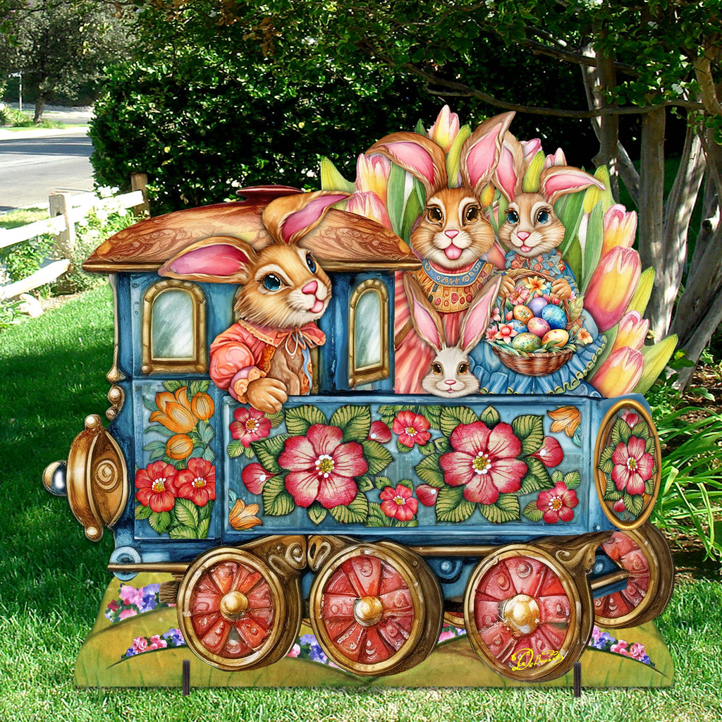 Easter Bunny Train Easter Lawn Decor by G. DeBrekht - Easter Spring Decor - 8652781F