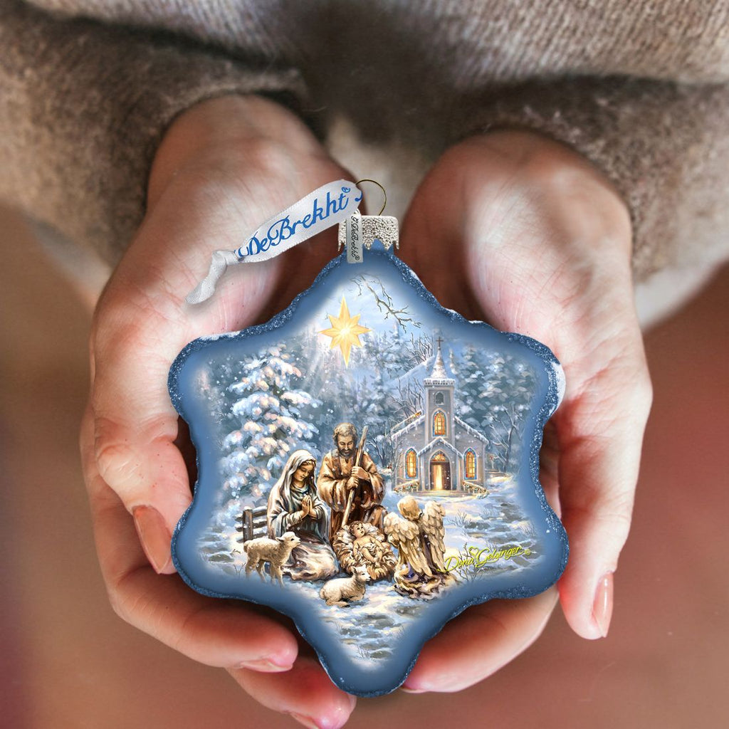Nativity at the Chapel Glass Ornament by D. Gelsinger - Nativity Holiday Decor - 754-101-DG