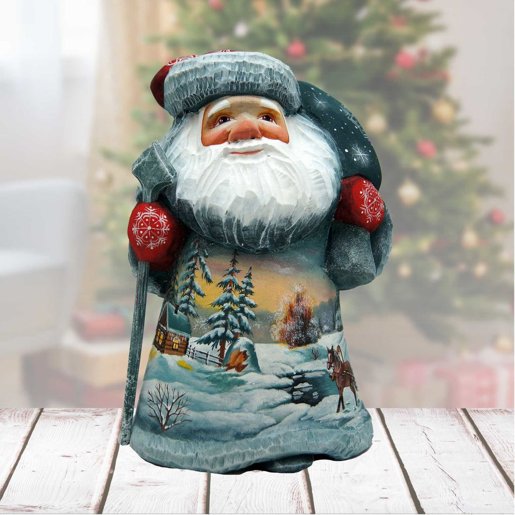 Frosted Sleigh Ride Santa Hand-Painted WOODCARVED Masterpiece by G. DeBrekht - Christmas Decor - 2821707 *** PRE-ORDER - Handmade Just for You! ***