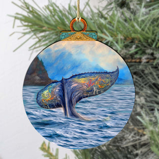 Rainbow Humpback's Tail Wooden Ornaments by G.Debrekht - Wildlife Holiday Decor - 870044