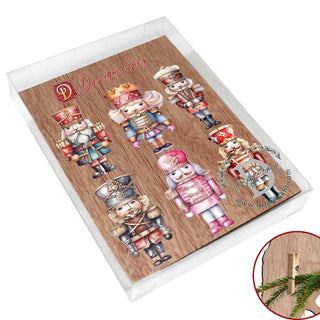 Nutcrackers Clip-On Eco Wood Decorative Ornaments Set of 6 by G. Debrekht - Christmas Decor - 8090008C-S6