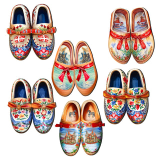 Danish Shoes Clip-On Eco Wood Decorative Ornaments Set of 6 by G. Debrekht - Love Family Decor - 8090073C-S6