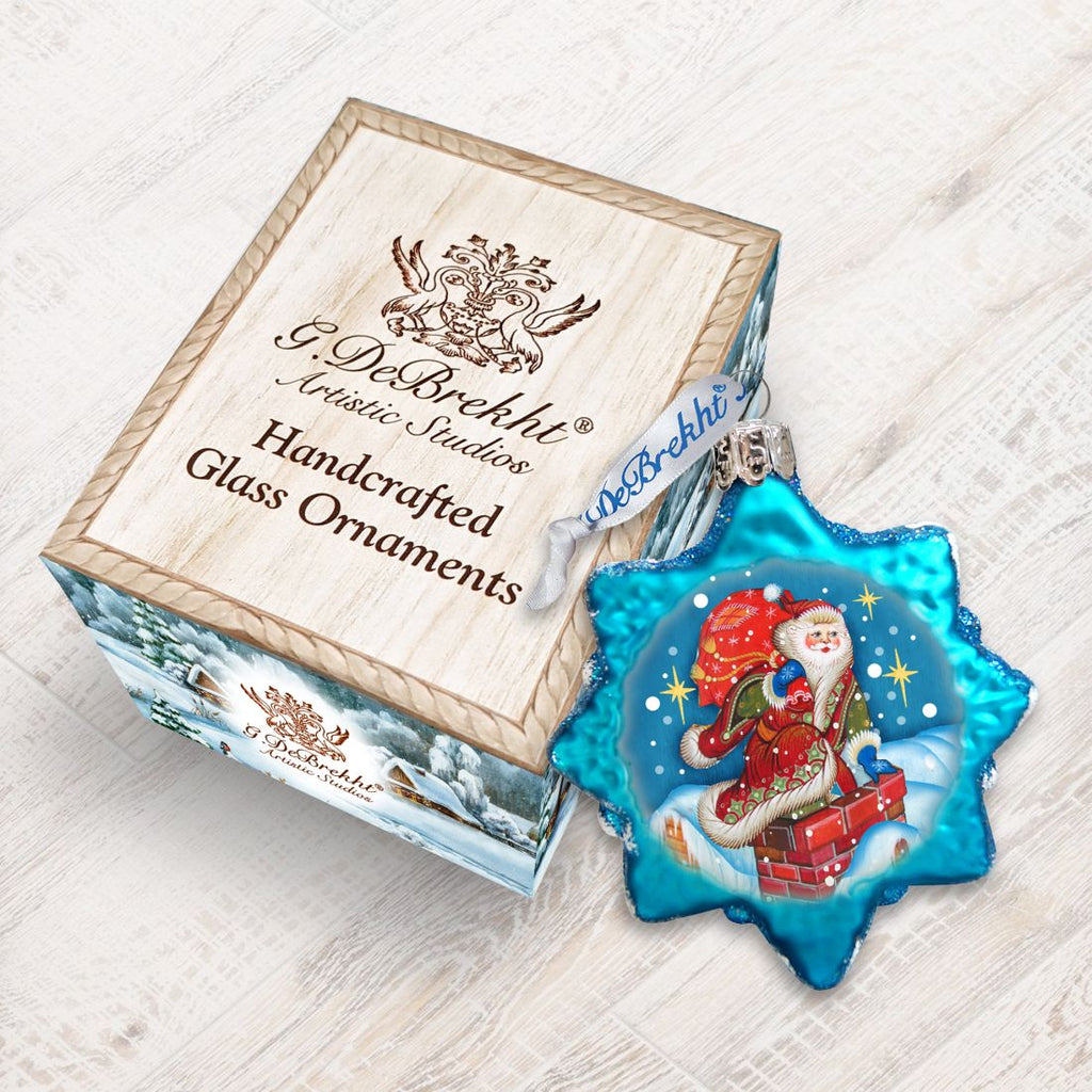Through the Roof Santa Mercury Glass Ornament by G. DeBrekht - Christmas Santa Snowman Decor - 777387