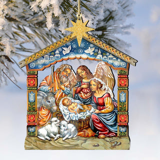 Miracle Nativity Holy Family Wooden Ornaments by G. DeBrekht - Nativity Holiday Decor - 8114031