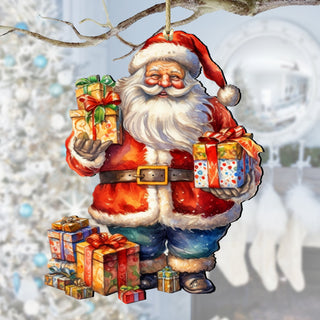 Merry Delivery Santa Wooden Ornaments by G. Debrekht Christmas Santa Snowman Decor - 8611080