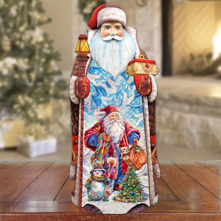 Christmas Magic Santa Hand-Painted WOODCARVED Masterpiece Figurine by G. DeBrekht - Santa Snowman Christmas Decor - 215871