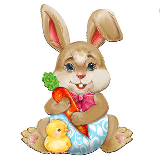 Bunny with Chick Wooden Door Hanger by G. DeBrekht - Easter Spring Decor - 815432-1H