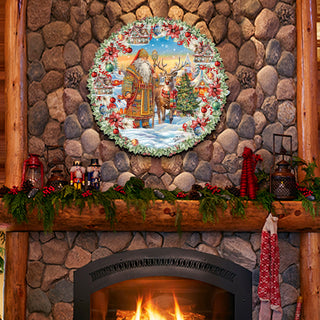 Santa's Magical Cottage Holiday Door Decor by G. Debrekht - Christmas Santa Snowman Decor - 8611066H