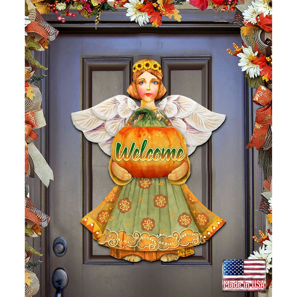 Welcome Fall Angel Halloween Door Decor by G. DeBrekht - Thanksgiving Halloween Decor - 8155232-2H