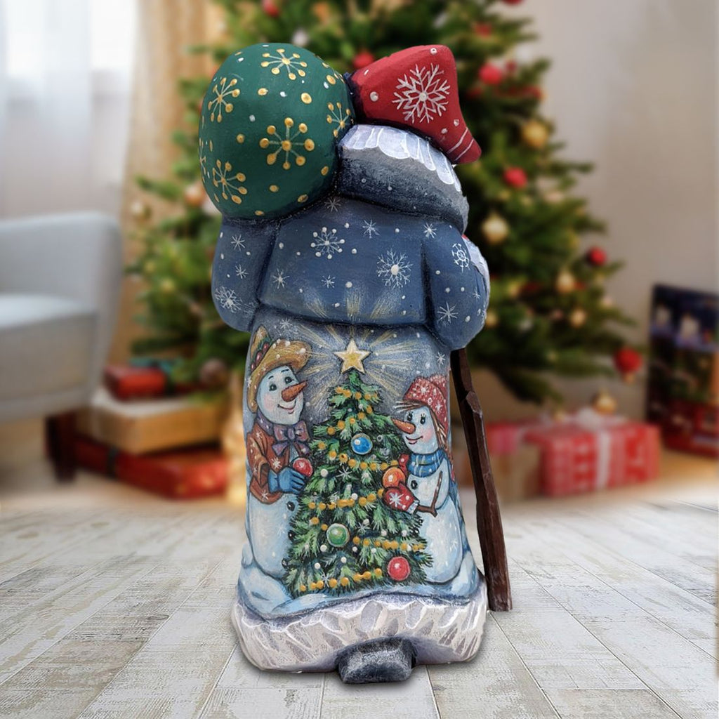 Snowman Companions Hand-Painted WOODCARVED Masterpiece by G. DeBrekht - Christmas Santa Snowman Decor - 8215104