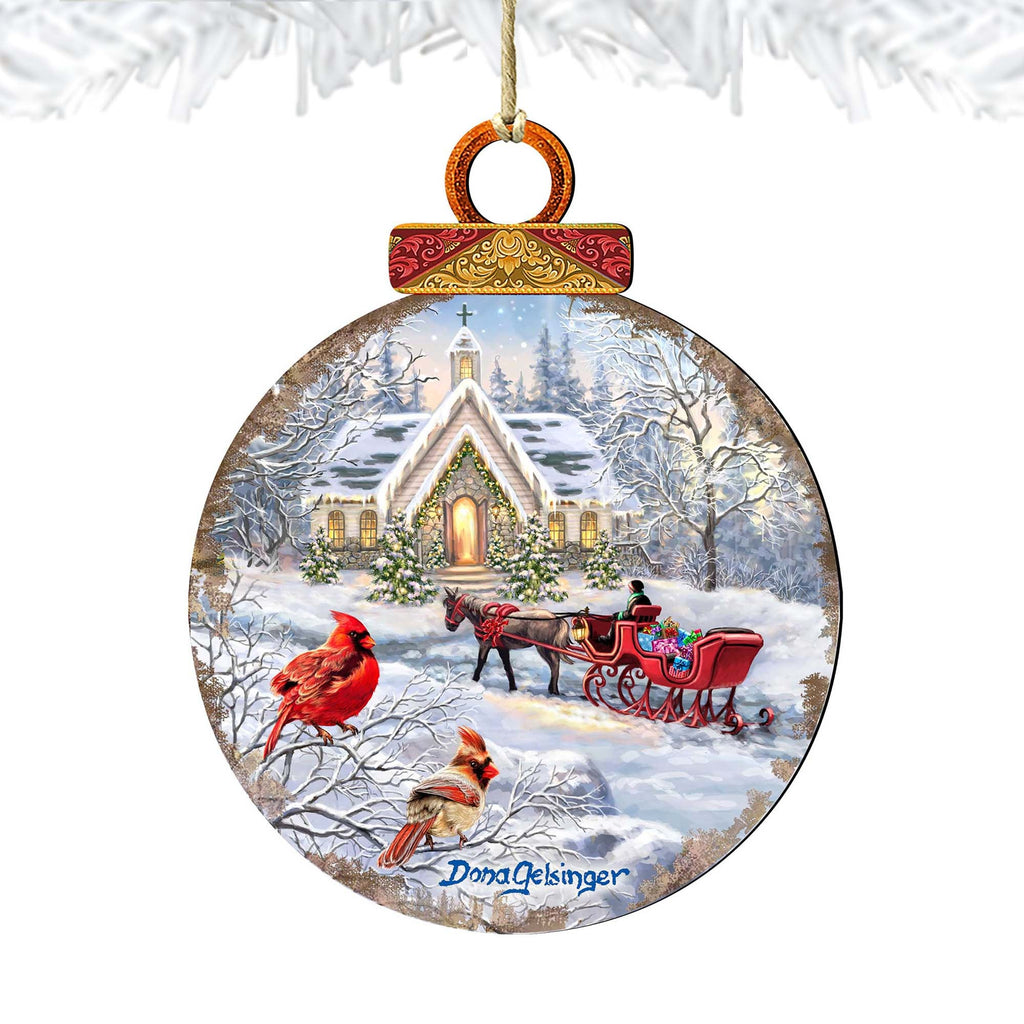 Sleigh Ride Wooden Ornaments by Gelsinger - Christmas Decor - 8021129-DG