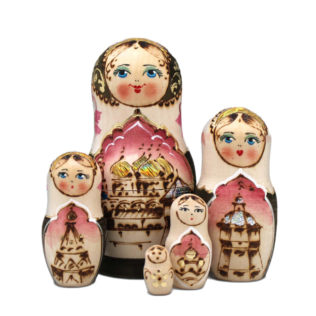 Golden Cathedral Matreshka Nesting Hand-Painted Doll Set of 5 by G. DeBrekht - Christmas Decor - 140122-2